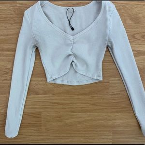 garage cinched long sleeve top